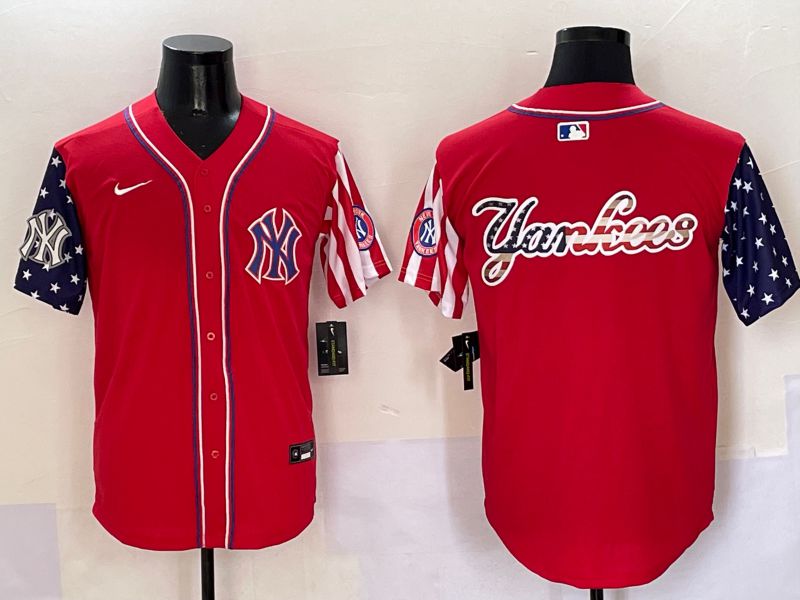 Men New York Yankees Blank Red a generation of national flags Jointly Name 2025 Nike MLB Jersey style 11